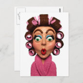 Vrouw die Krulspelden dragen Briefkaart (Voorkant / Achterkant)