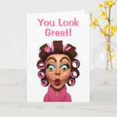 Vrouw die Krulspelden dragen Kaart (Gele Bloem)