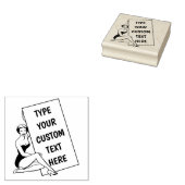 Vrouw die Leeg teken houden Rubberstempel (Gestempeld)