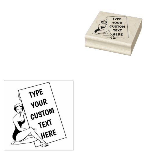  Vrouw die Leeg teken houden Rubberstempel (Gestempeld)