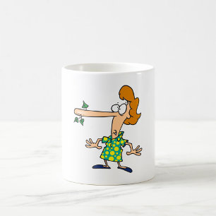 Vrouw die leugens vertelt koffiemok