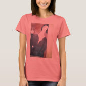 Vrouw die leunt met sigaretten t-shirt (Voorkant)