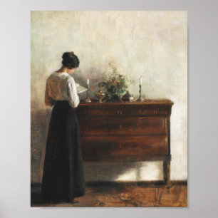  vrouw die licht leest Academia Art Poster
