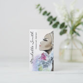 Vrouw die make-up kunstenaarsontwerp maakt visitekaartje (Staand voorkant)