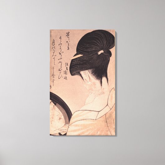 Vrouw die make-up maakt canvas afdruk (Voorkant)