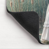 Vrouw die met Blauwe Heron lopen Muismat (Hoek)