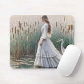 Vrouw die met Blauwe Heron lopen Muismat (Met muis)