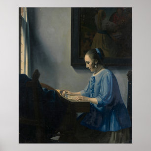 Vrouw die muziek leest - Nederlandse Gouden Eeuw Poster