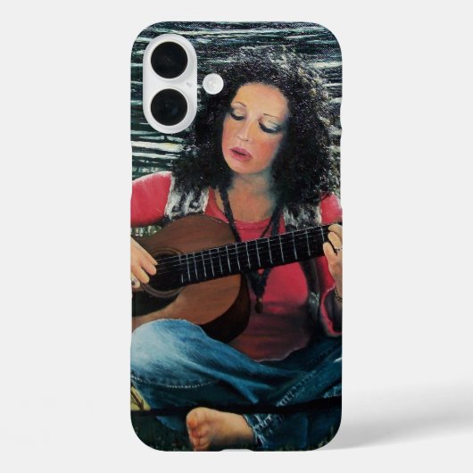 Vrouw die muziek speelt met akoestische gitaar Case-Mate iPhone case (Achterkant)