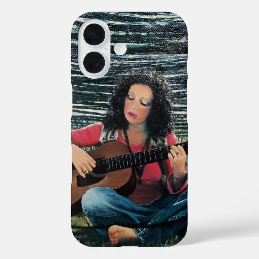 Vrouw die muziek speelt met akoestische gitaar Case-Mate iPhone case (Achterkant)