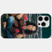Vrouw die muziek speelt met akoestische gitaar Case-Mate iPhone case (Achterkant (horizontaal))