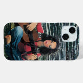 Vrouw die muziek speelt met akoestische gitaar Case-Mate iPhone case (Achterkant (horizontaal))