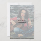 Vrouw die muziek speelt met akoestische gitaar kaart (Achterkant)