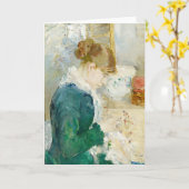 vrouw die naait | Berthe Morisot Kaart (Gele Bloem)