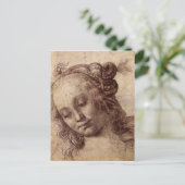 Vrouw die naar beneden kijkt briefkaart (Staand voorkant)