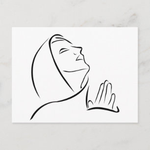 Vrouw die naar boven kijkt naar de hemel briefkaart