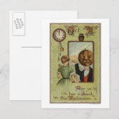 Vrouw die naar het Man van Pumpkin kijkt in Mirror Briefkaart (Voorkant / Achterkant)