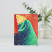 Vrouw die nadenkt moderne kunst acrylschildering briefkaart (Staand voorkant)