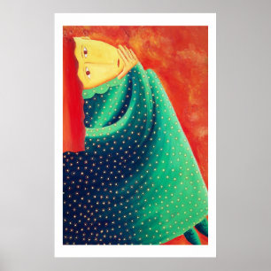 Vrouw die nadenkt poster