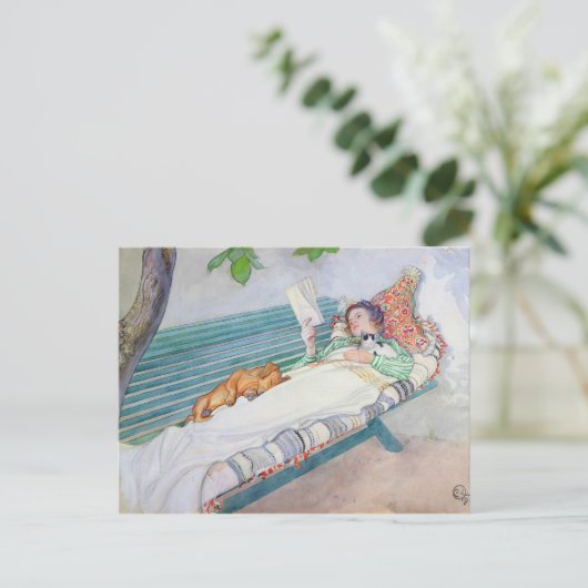 Vrouw die op een bank ligt, 1913 briefkaart (Staand voorkant)