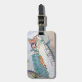 Vrouw die op een bank ligt, 1913 (m/c op papier) bagagelabel (Voorkant verticaal)