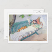 Vrouw die op een bank ligt, 1913 (m/c op papier) briefkaart (Voorkant / Achterkant)