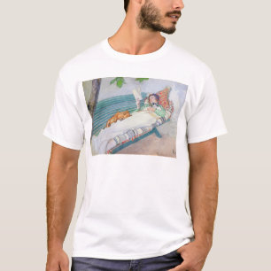Vrouw die op een bank ligt, 1913 t-shirt