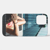 Vrouw die op een bruine chaise longue ligt Case-Mate iPhone case (Achterkant (horizontaal))