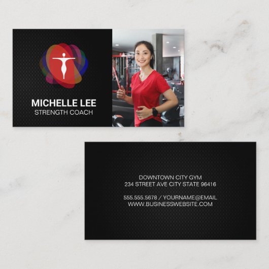 Vrouw die op loopband loopt visitekaartje (Voorkant / Achterkant)