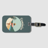 Vrouw die op strand bij zonsondergang lopen bagagelabel (Voorkant (horizontaal))