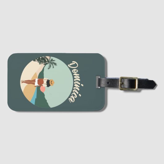 Vrouw die op strand bij zonsondergang lopen bagagelabel (Voorkant (horizontaal))