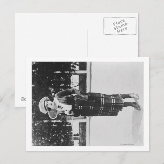 Vrouw die op Tennis Outfit-foto post Briefkaart (Voorkant / Achterkant)