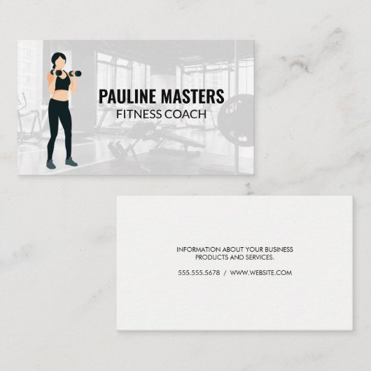 Vrouw die paraplu's optilt | Gym Afsprakenkaartje (Voorkant / Achterkant)