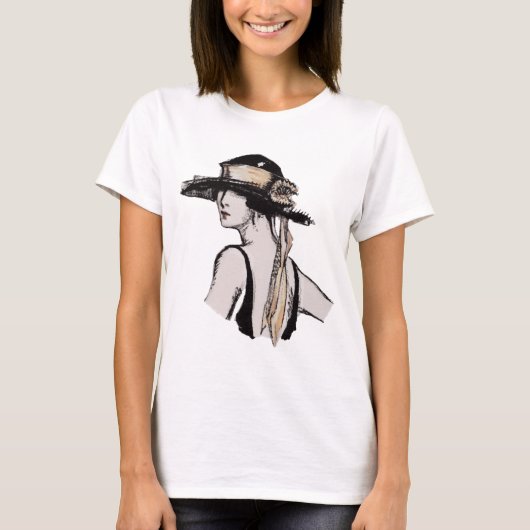 vrouw die pet draagt t-shirt (Voorkant)