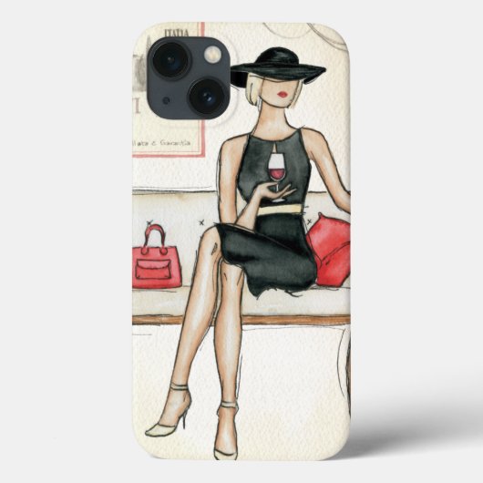 Vrouw die Rode Wijn drink Case-Mate iPhone Case (Achterkant)