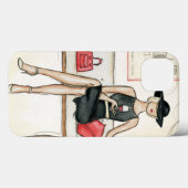 Vrouw die Rode Wijn drink Case-Mate iPhone Case (Achterkant (horizontaal))