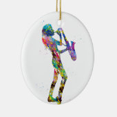 Vrouw die saxofoon speelt keramisch ornament (Rechts)