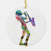 Vrouw die saxofoon speelt keramisch ornament (Voorkant)