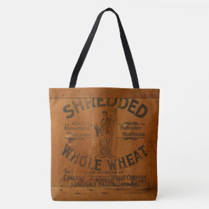 Vrouw die Schoof van Tarwe Antiek Houten Krat Tote Bag