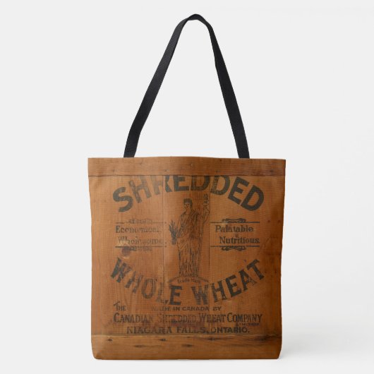 Vrouw die Schoof van Tarwe Antiek Houten Krat Tote Bag (Voorkant)