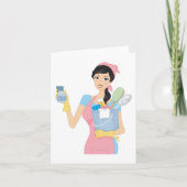 Vrouw die schoonmaakt kaart (Voorkant)