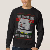 Vrouw die schreeuwt op een Cat Ugly kerstSweater M Trui (Voorkant)