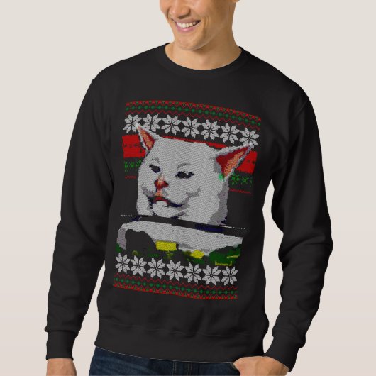 Vrouw die schreeuwt op een Cat Ugly kerstSweater M Trui (Voorkant)