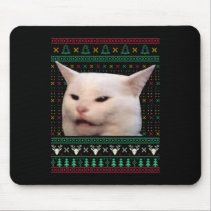 Vrouw die schreeuwt tegen een kat Lelijke X-mas Tr Muismat