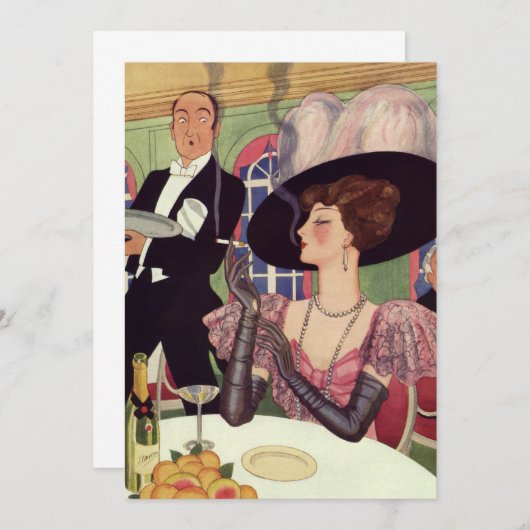  vrouw die sigaret rookt Drink champagne (Voorkant / Achterkant)