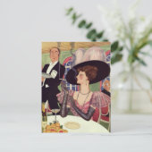  vrouw die sigaret rookt Drink champagne Briefkaart (Staand voorkant)