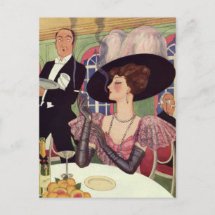  vrouw die sigaret rookt Drink champagne Briefkaart