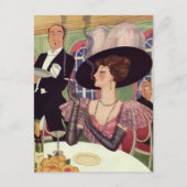 vrouw die sigaret rookt Drink champagne Briefkaart (Voorkant)