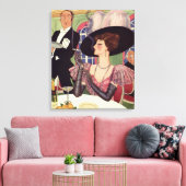  vrouw die sigaret rookt Drink champagne Canvas Afdruk (Insitu (Woonkamer))