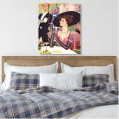  vrouw die sigaret rookt Drink champagne Canvas Afdruk (Insitu (Slaapkamer))